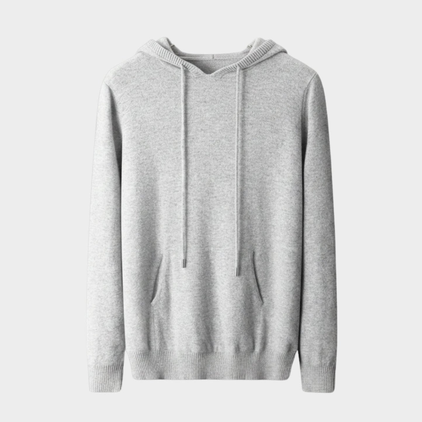 Tailored fit knit hoodie with ribbed detailing for men | Arvion