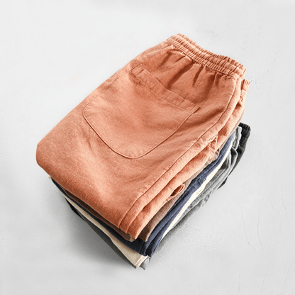 Relaxed tapered cropped pants with elastic waistband for men | Zevan