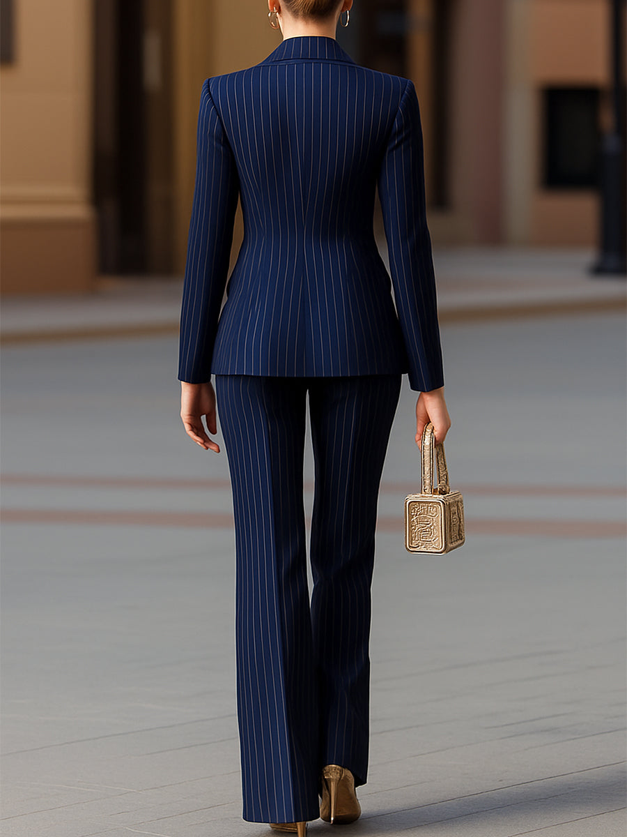 Pinstripe Double-Breasted Suit Set for women | Viremont