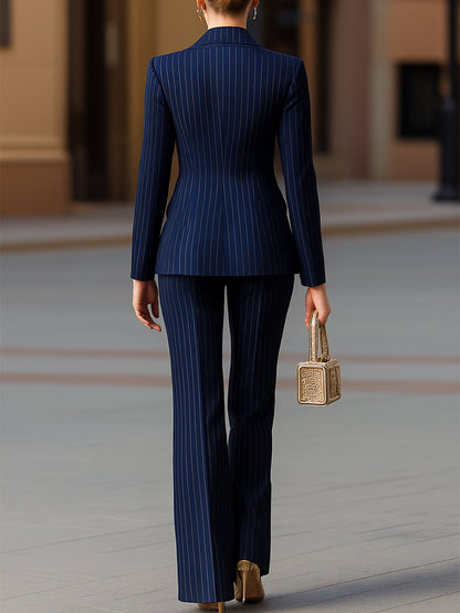 Pinstripe Double-Breasted Suit Set for women | Viremont