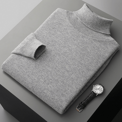 Lightweight refined knit turtleneck sweater with tailored fit for men | Sorren