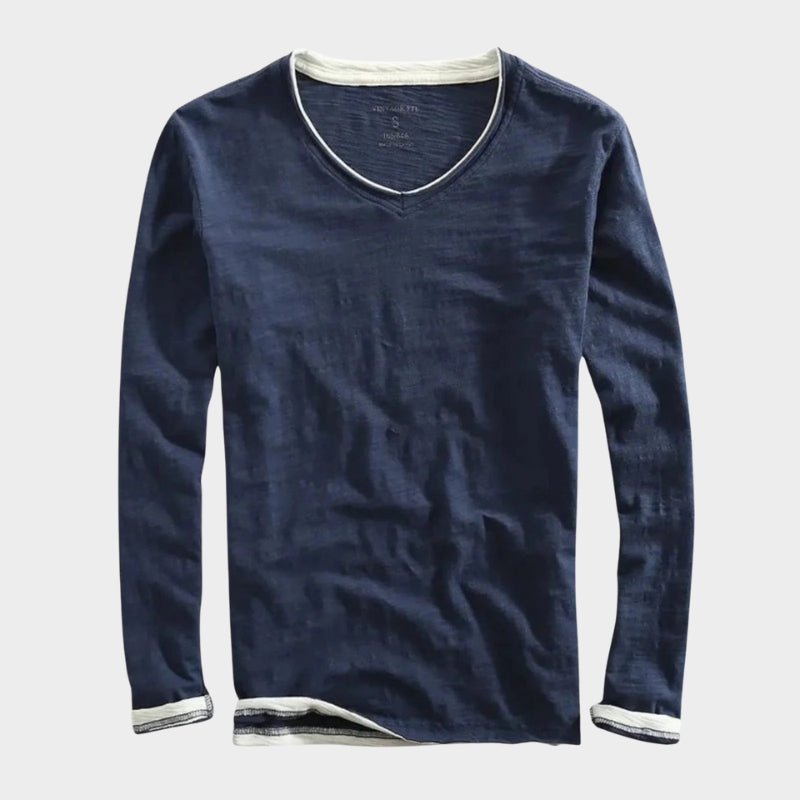 Relaxed fit two tone layered long sleeve top for men | Corven