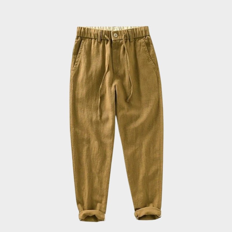 Lightweight tapered drawstring pants with textured finish for men | Braven