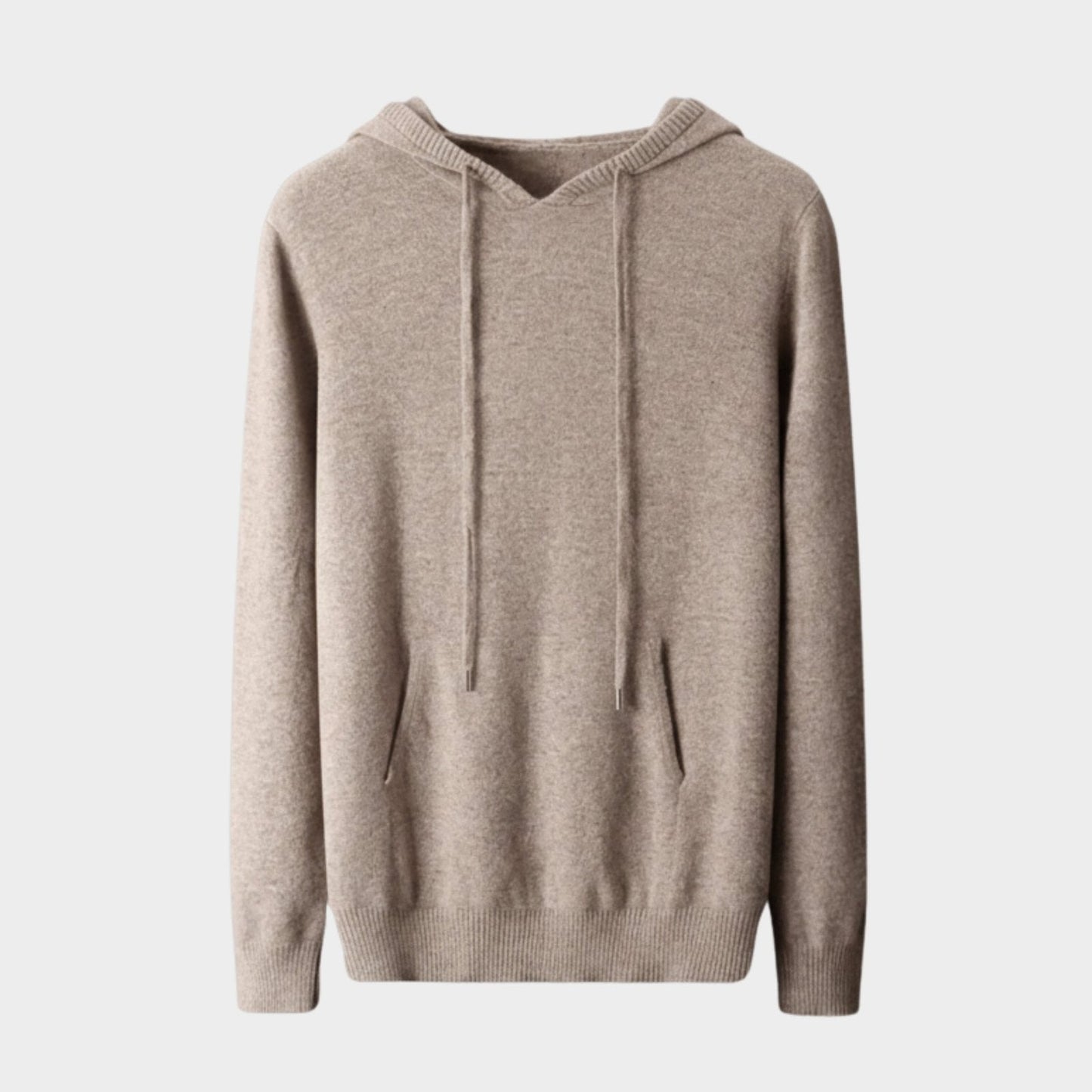 Tailored fit knit hoodie with ribbed detailing for men | Arvion