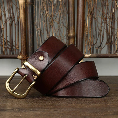 Classic adjustable waist belt with brass buckle for men | Arden
