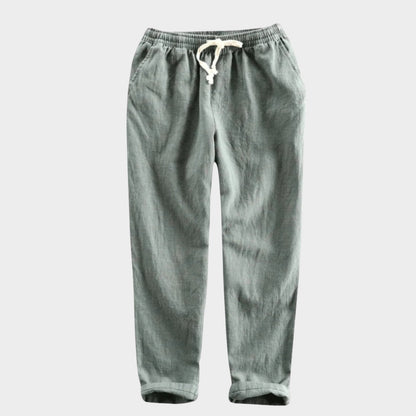 Relaxed tapered cropped pants with elastic waistband for men | Zevan