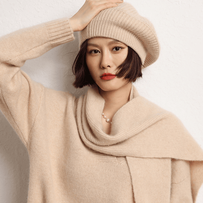 Classic ribbed knit beret with lightweight warmth for women | Elowen
