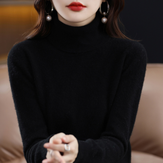 Warm premium cashmere turtleneck sweater for women | Emmie -1