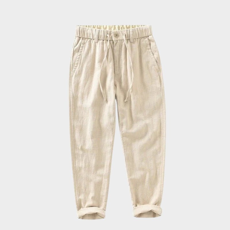 Lightweight tapered drawstring pants with textured finish for men | Braven