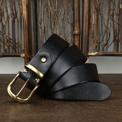 Classic adjustable waist belt with brass buckle for men | Arden