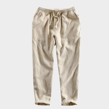 Relaxed tapered cropped pants with elastic waistband for men | Zevan