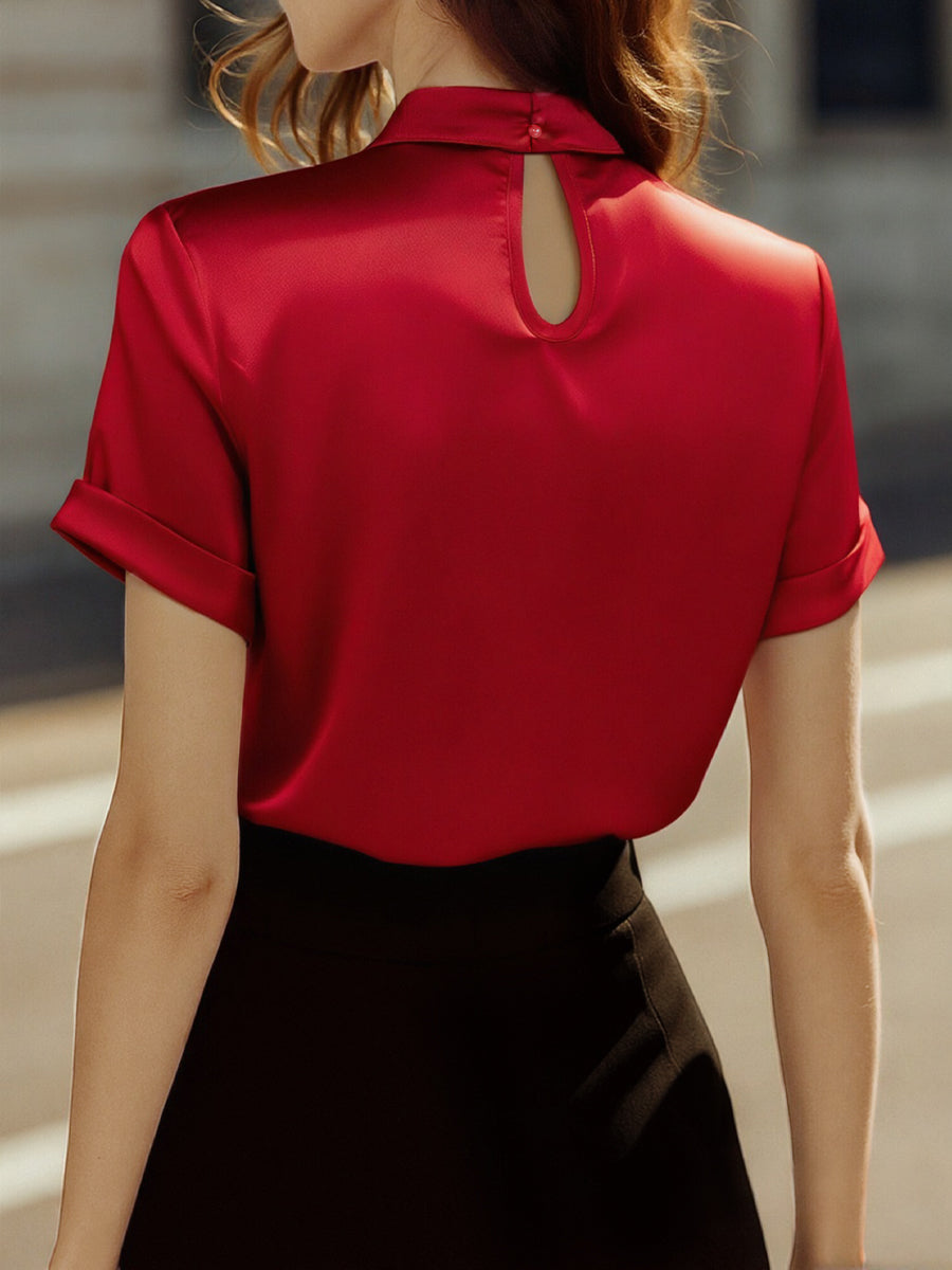 White Blouse with Keyhole Neckline for women | Alverine