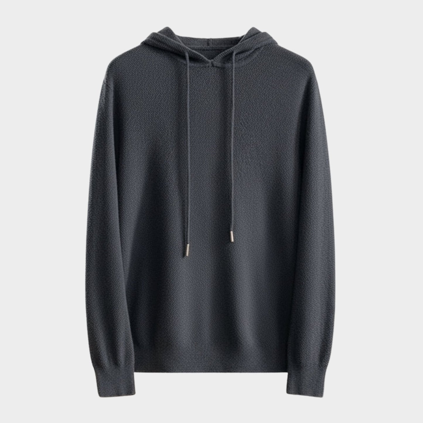 Lightweight relaxed knit hoodie with ribbed trim for men | Alvara