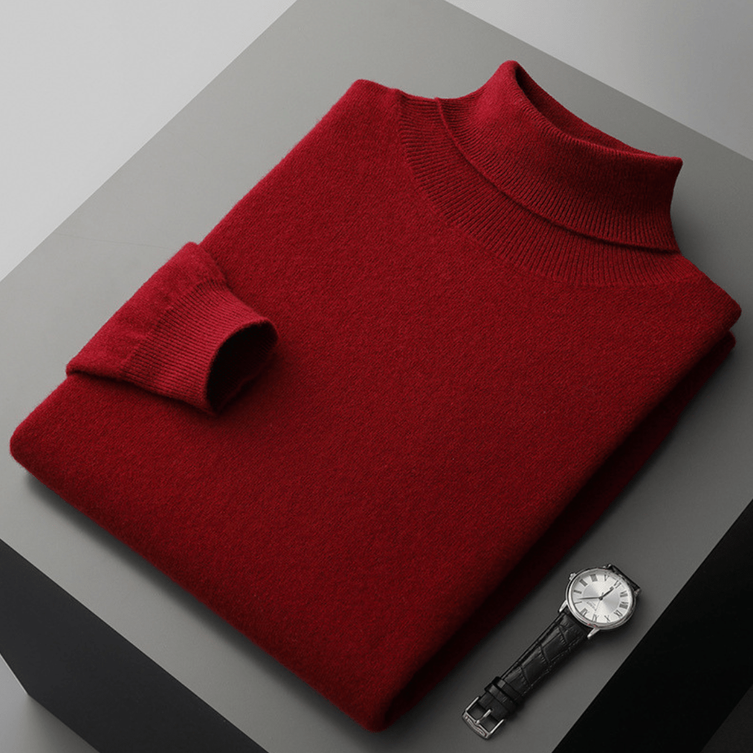 Lightweight refined knit turtleneck sweater with tailored fit for men | Sorren