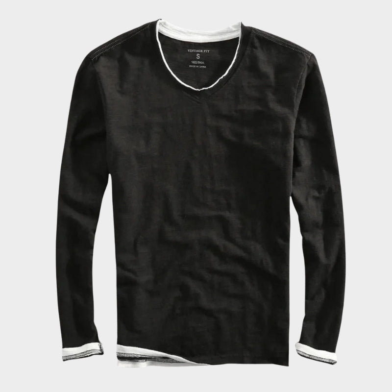 Relaxed fit two tone layered long sleeve top for men | Corven