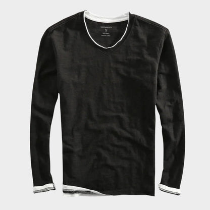 Relaxed fit two tone layered long sleeve top for men | Corven