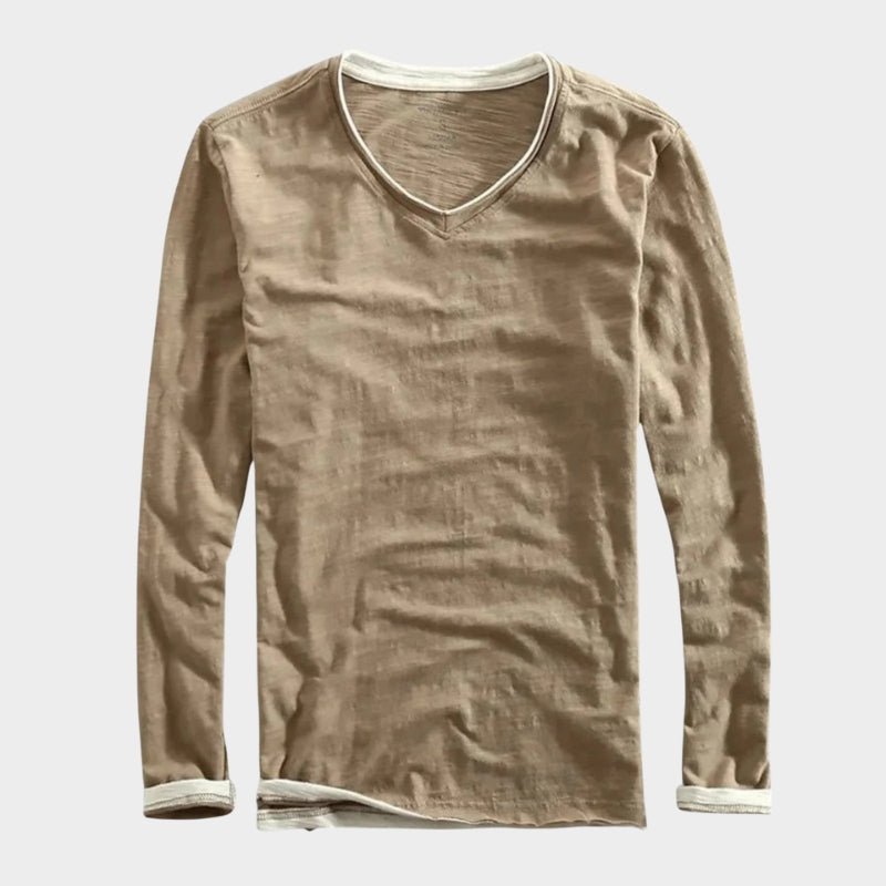 Relaxed fit two tone layered long sleeve top for men | Corven