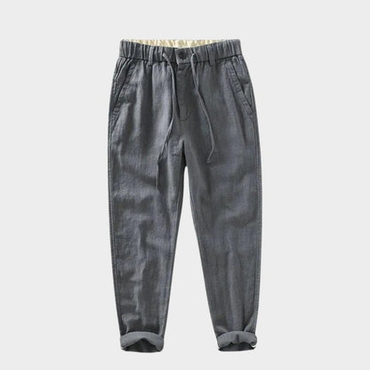 Lightweight tapered drawstring pants with textured finish for men | Braven