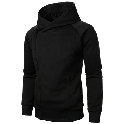 Asymmetric zip hoodie with sculpted crossover hood design for men | Crossover