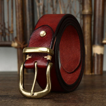 Classic adjustable waist belt with brass buckle for men | Arden