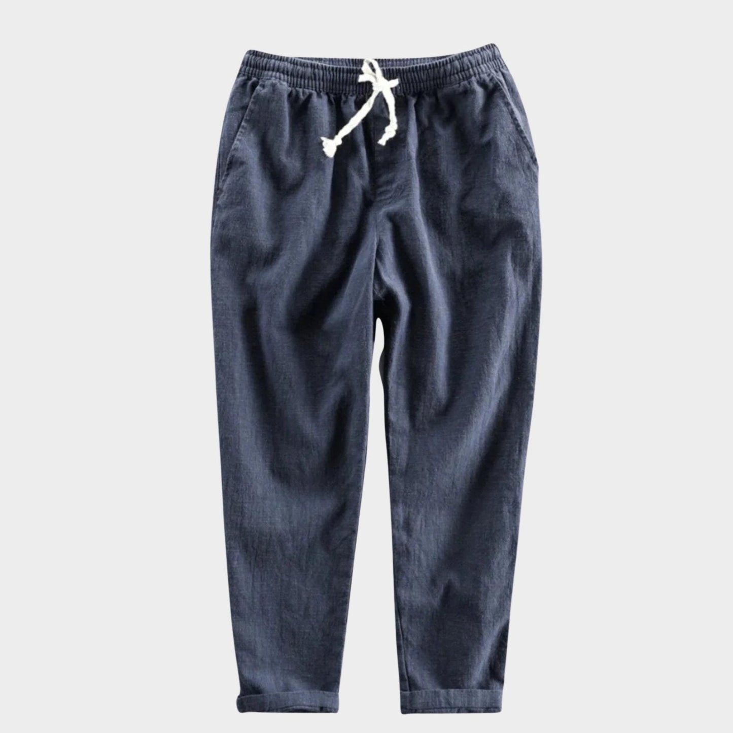 Relaxed tapered cropped pants with elastic waistband for men | Zevan