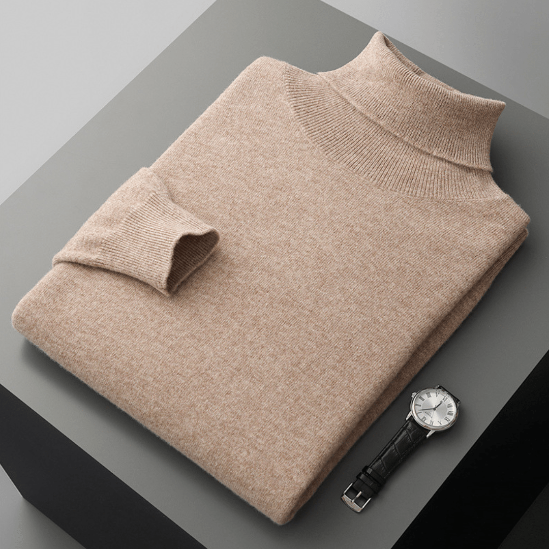 Lightweight refined knit turtleneck sweater with tailored fit for men | Sorren