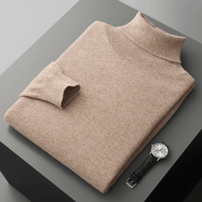 Lightweight refined knit turtleneck sweater with tailored fit for men | Sorren