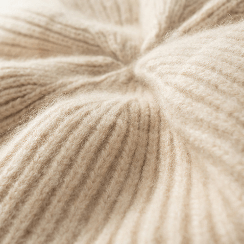 Classic ribbed knit beret with lightweight warmth for women | Elowen