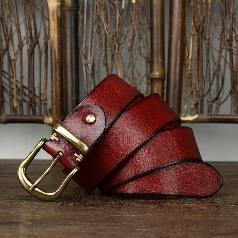 Classic adjustable waist belt with brass buckle for men | Arden