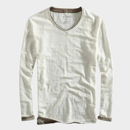 Relaxed fit two tone layered long sleeve top for men | Corven