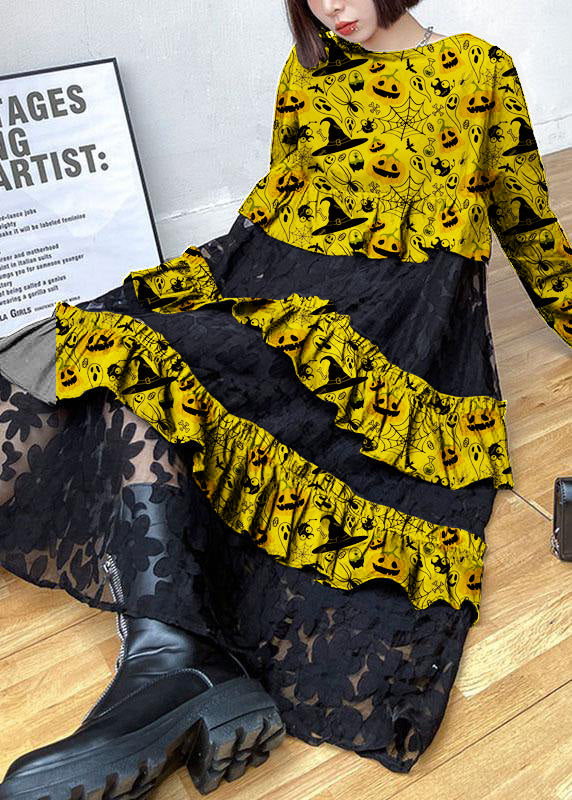 Bohemian ruffled long-sleeve midi dress for women -7