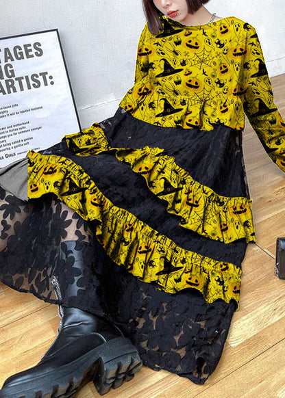 Bohemian ruffled long-sleeve midi dress for women -7