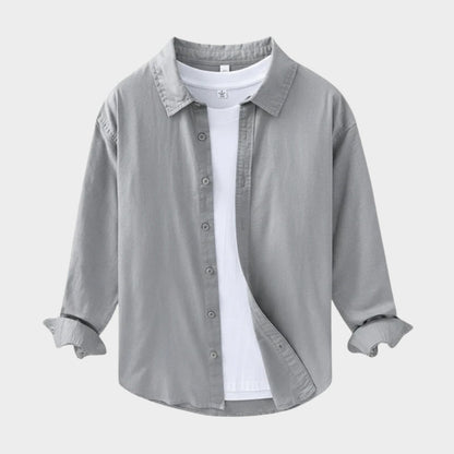 Lightweight relaxed fit button up shirt with classic collar for men | Arvian