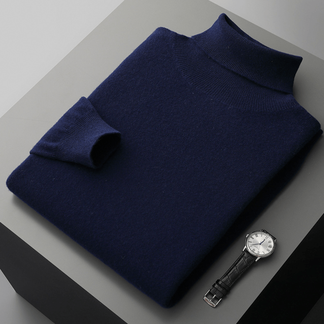 Lightweight refined knit turtleneck sweater with tailored fit for men | Sorren