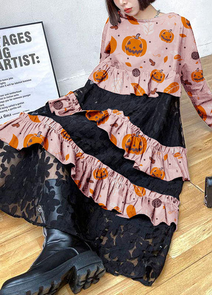Bohemian ruffled long-sleeve midi dress for women -8