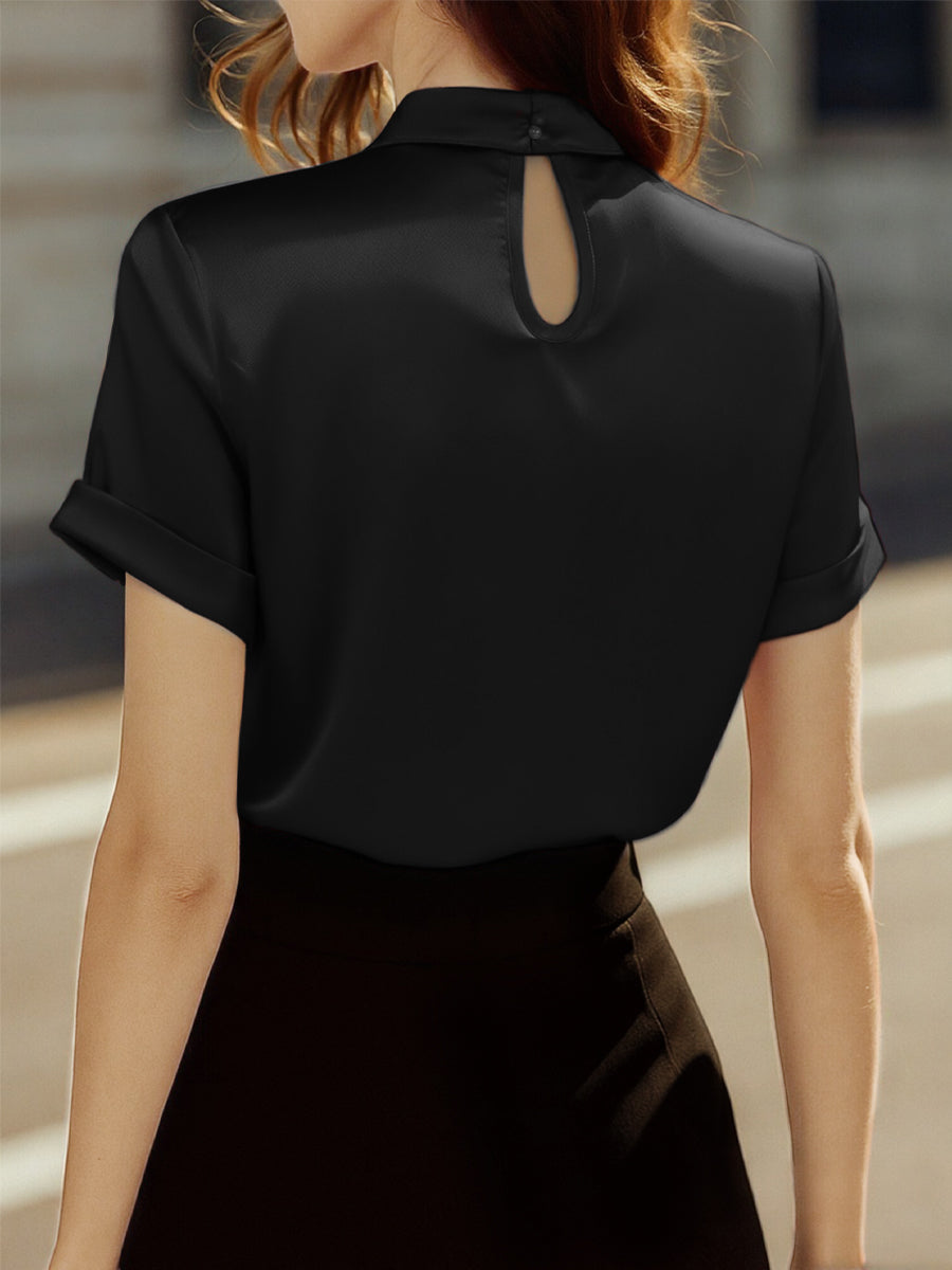 White Blouse with Keyhole Neckline for women | Alverine