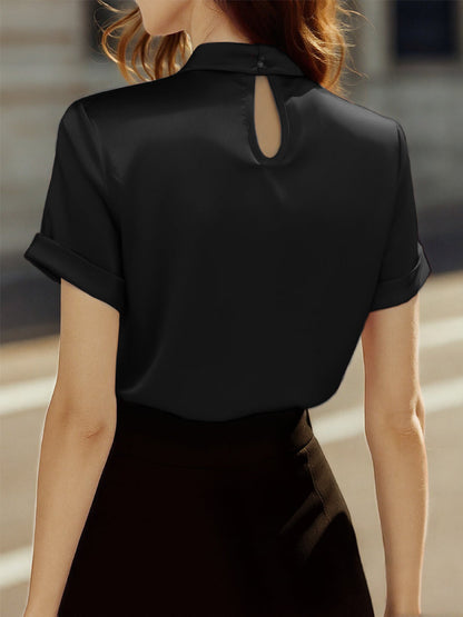 White Blouse with Keyhole Neckline for women | Alverine
