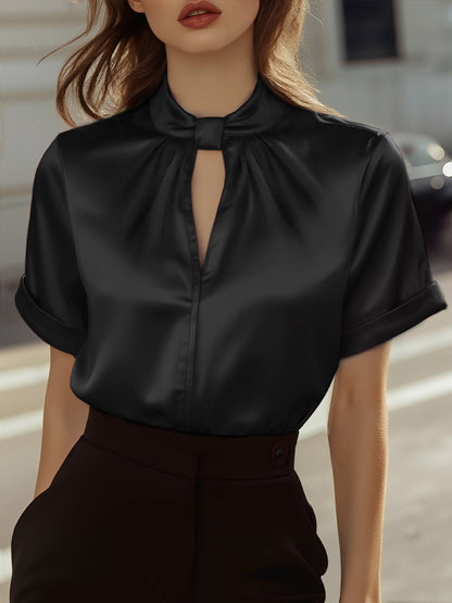 White Blouse with Keyhole Neckline for women | Alverine
