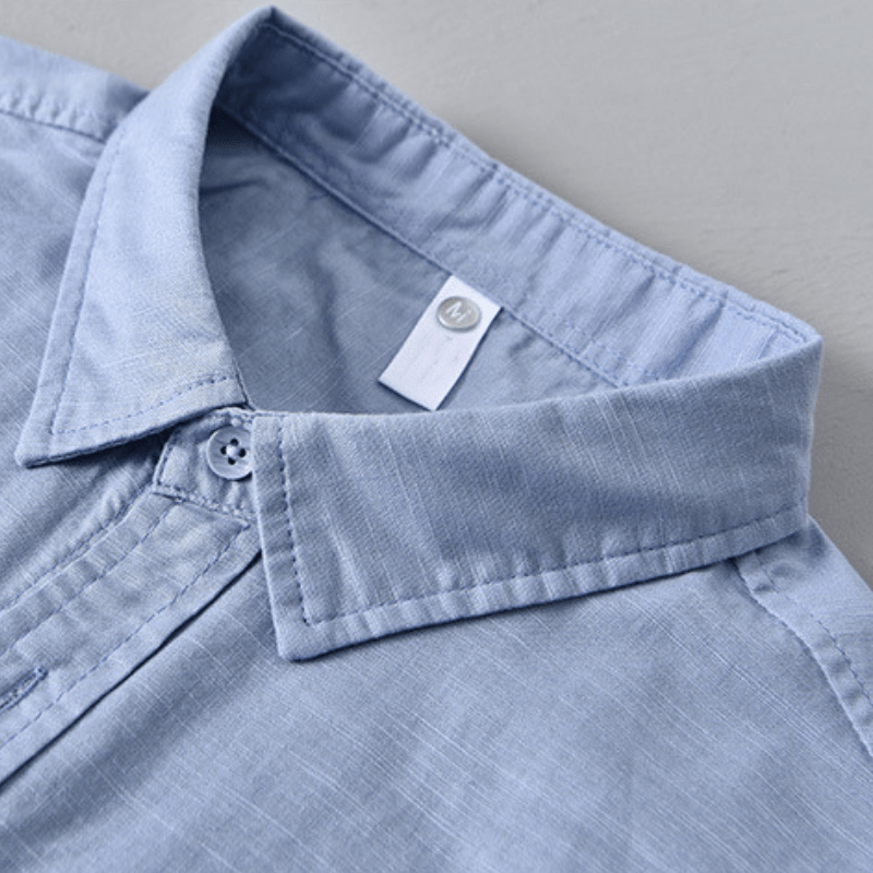 Lightweight short sleeve button front shirt with chest pocket for men | Brisa