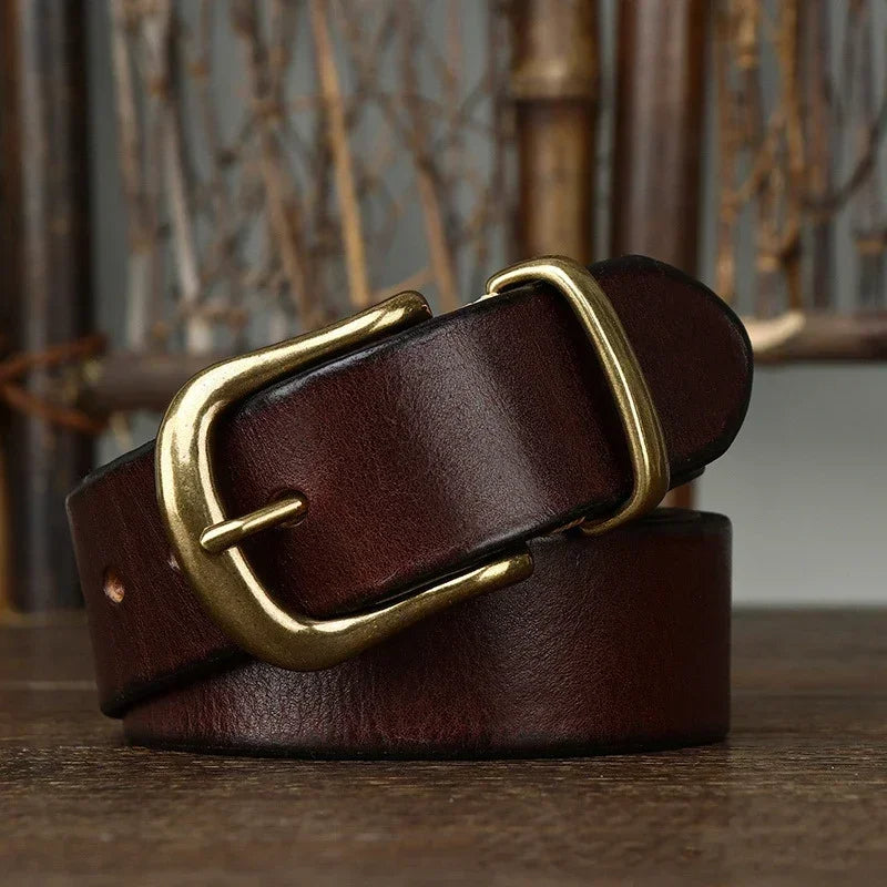 Classic adjustable waist belt with brass buckle for men | Arden