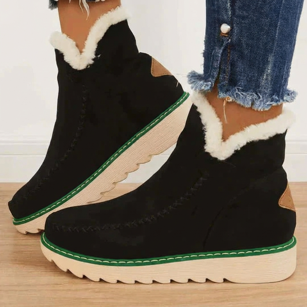 Platform fleece-lined ankle boots for women -1