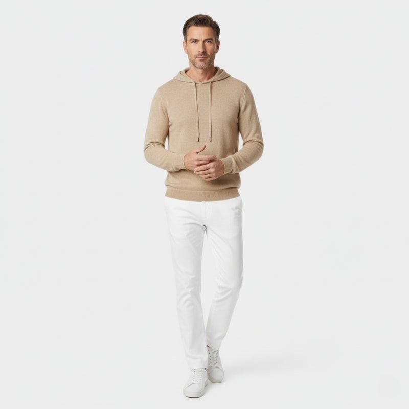 Lightweight structured knit hoodie with adjustable hood for men | Avenor