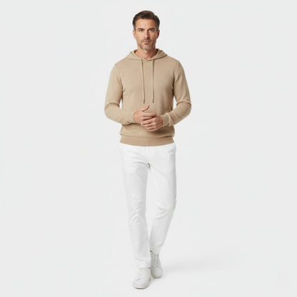 Lightweight structured knit hoodie with adjustable hood for men | Avenor
