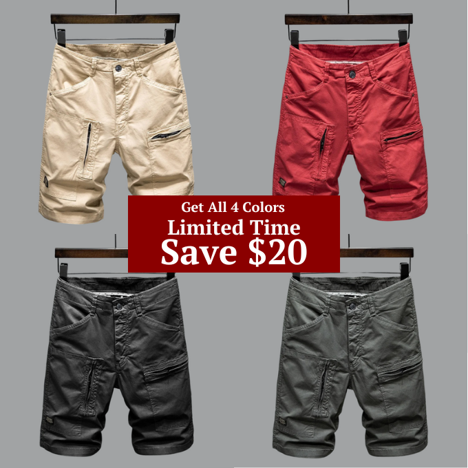Tailored organic cotton stretch cargo shorts for men | Hampton -12