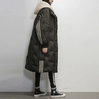 Warm Hooded Quilted Long Winter Coat for women | Aria