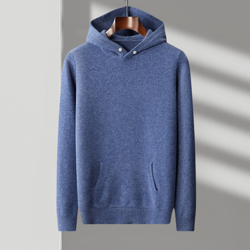 Lightweight refined knit hoodie with minimalist design for men | Caelum