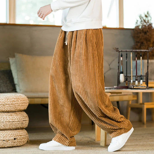 Corduroy weekend pants with relaxed wide leg silhouette for men | Hudson