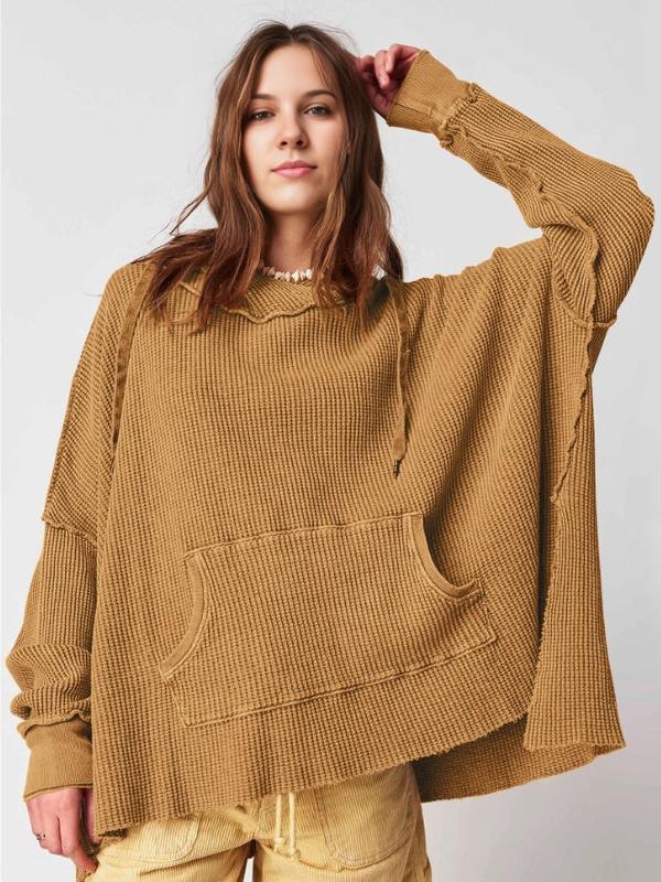 Cosy oversized waffle-knit hoodie for women | Haven -7