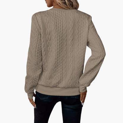 Cosy cable-knit half-zip pullover for women -11