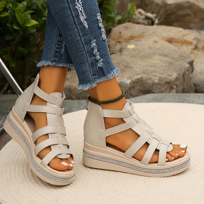 Supportive gladiator sandals with adjustable straps and platform sole for women | Capri